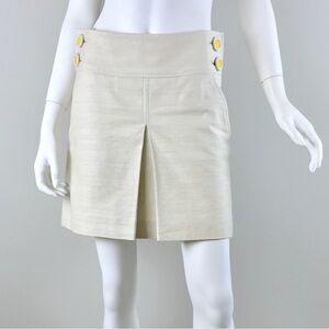 J. Crew Cream Skirt with Yellow Button Accents